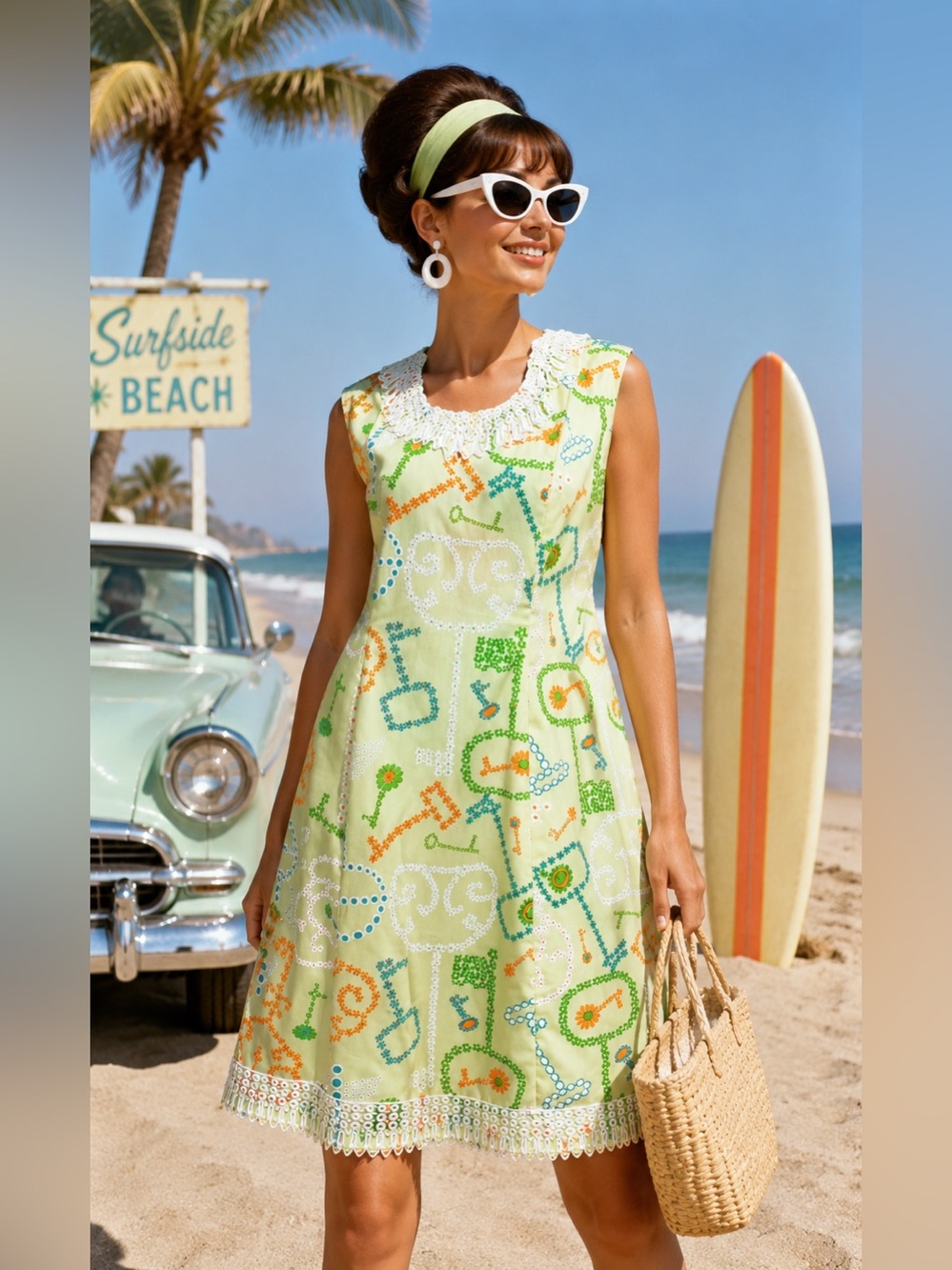 Vintage Shifts Internationale Miami Dress 14 Mod 60s 70s Floral Lace Shift Rare